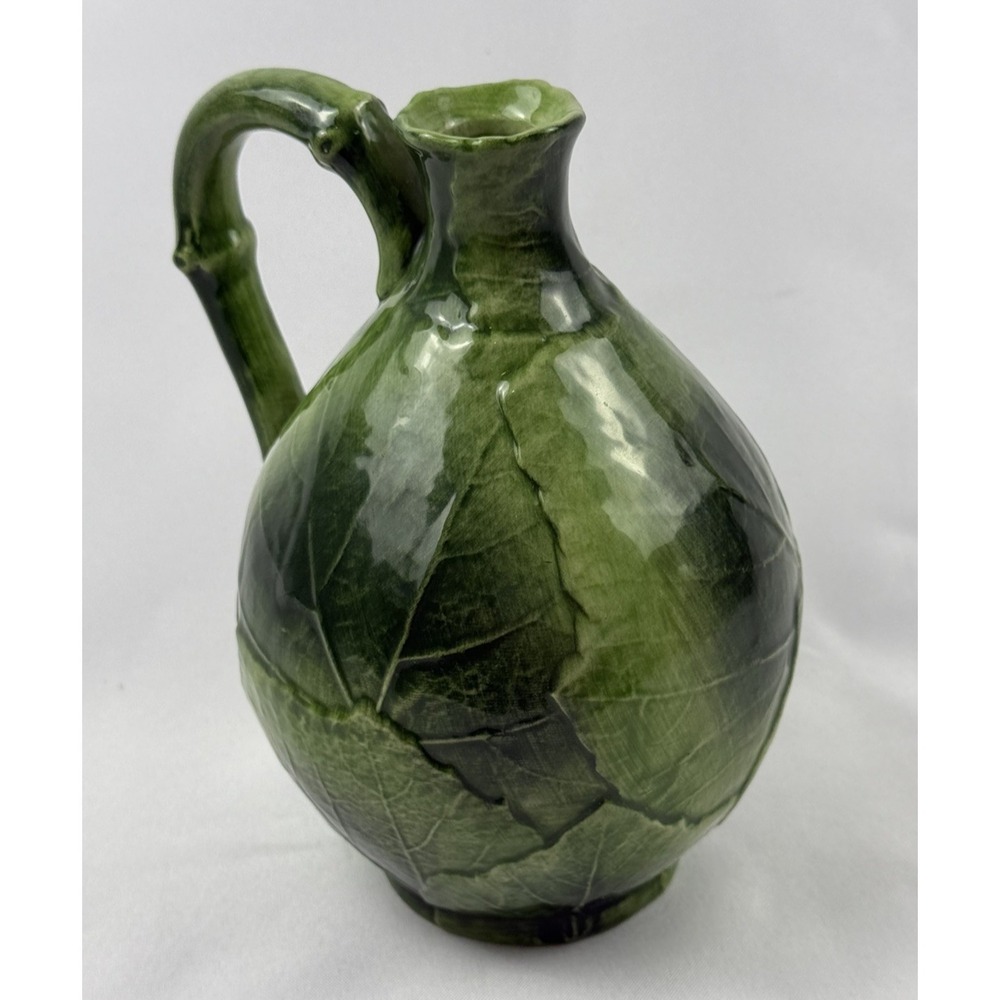 RARE Italian VIETRI Ceramic Dispenser Green Grape Leaf Cruet 9685